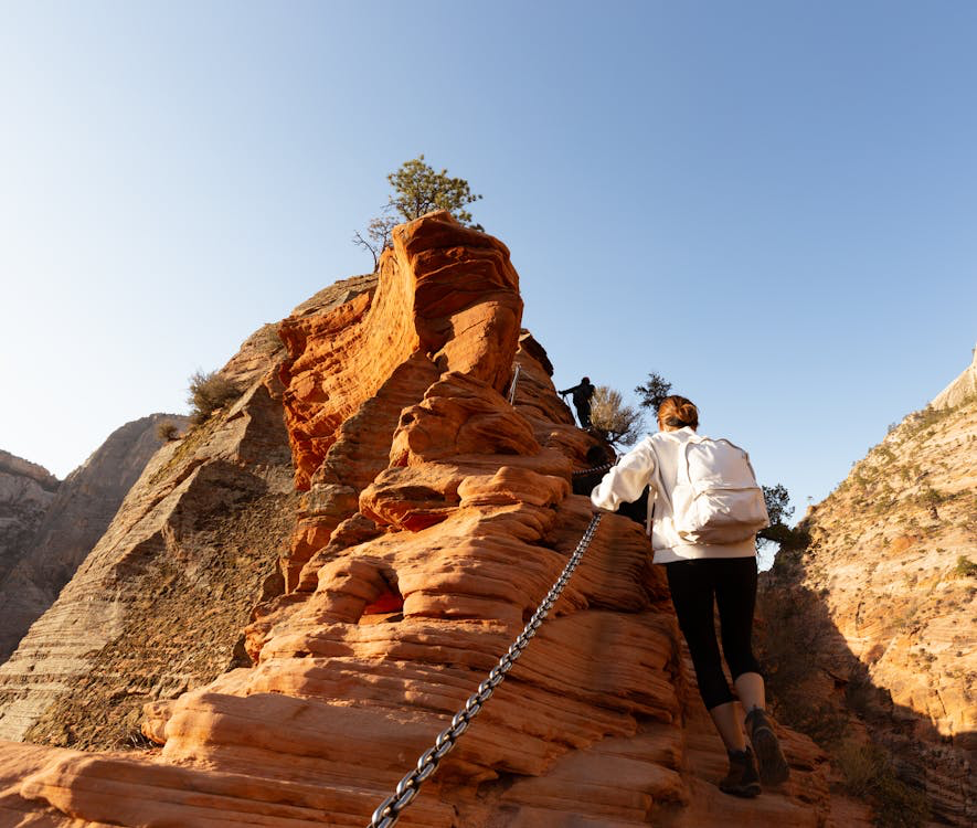 A woman going for a hike in Utah