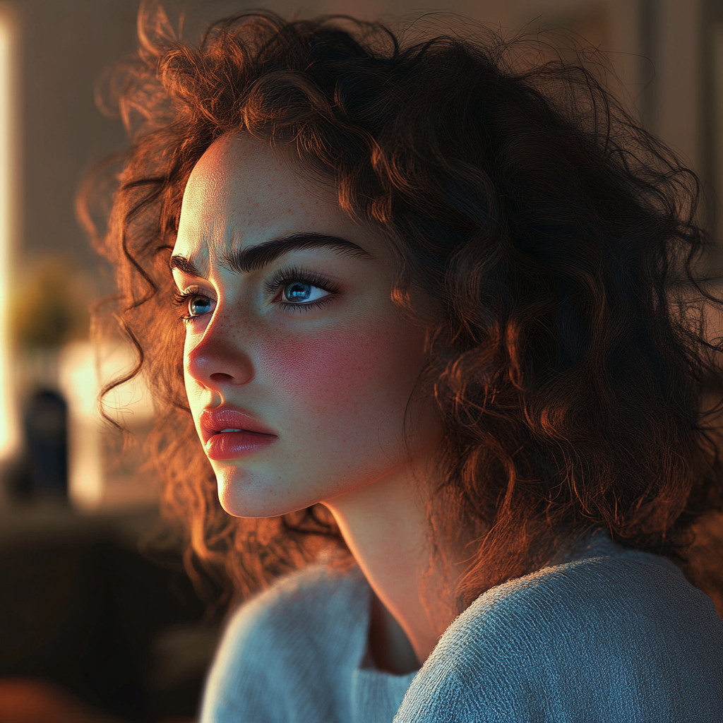 A worried woman looking at someone | Source: Midjourney