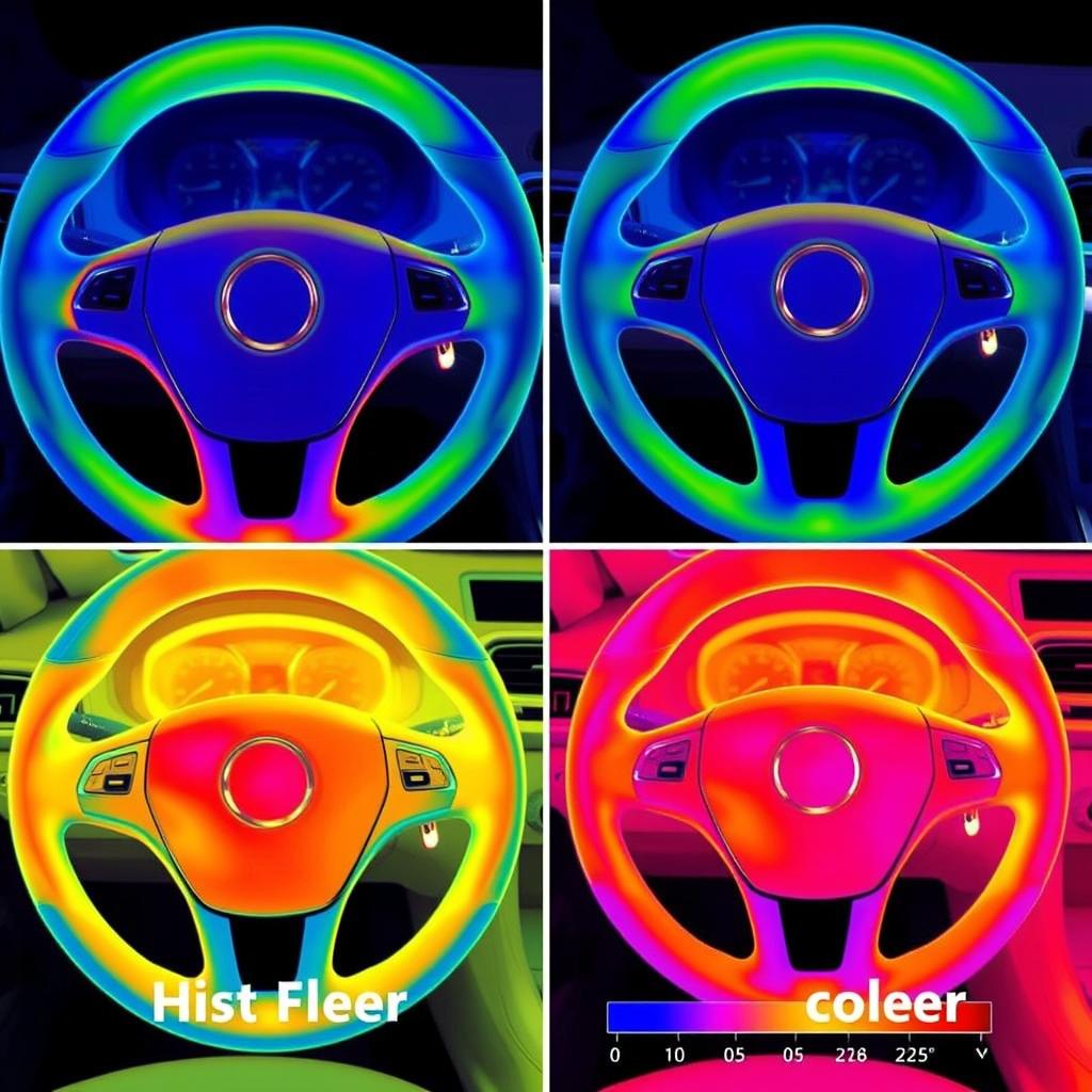 Thermal imaging comparison of different steering wheel covers in heat
