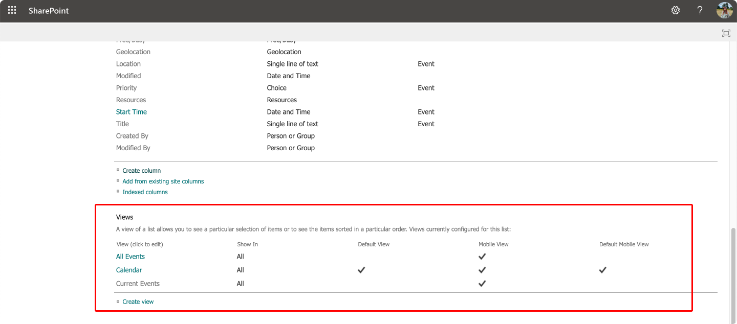 Pic. 21. Navigating to “Views” In “List Settings”