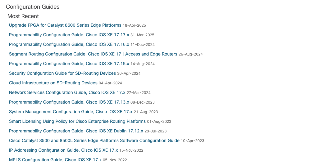 Screenshot of Cisco configuration guide examples (Source).