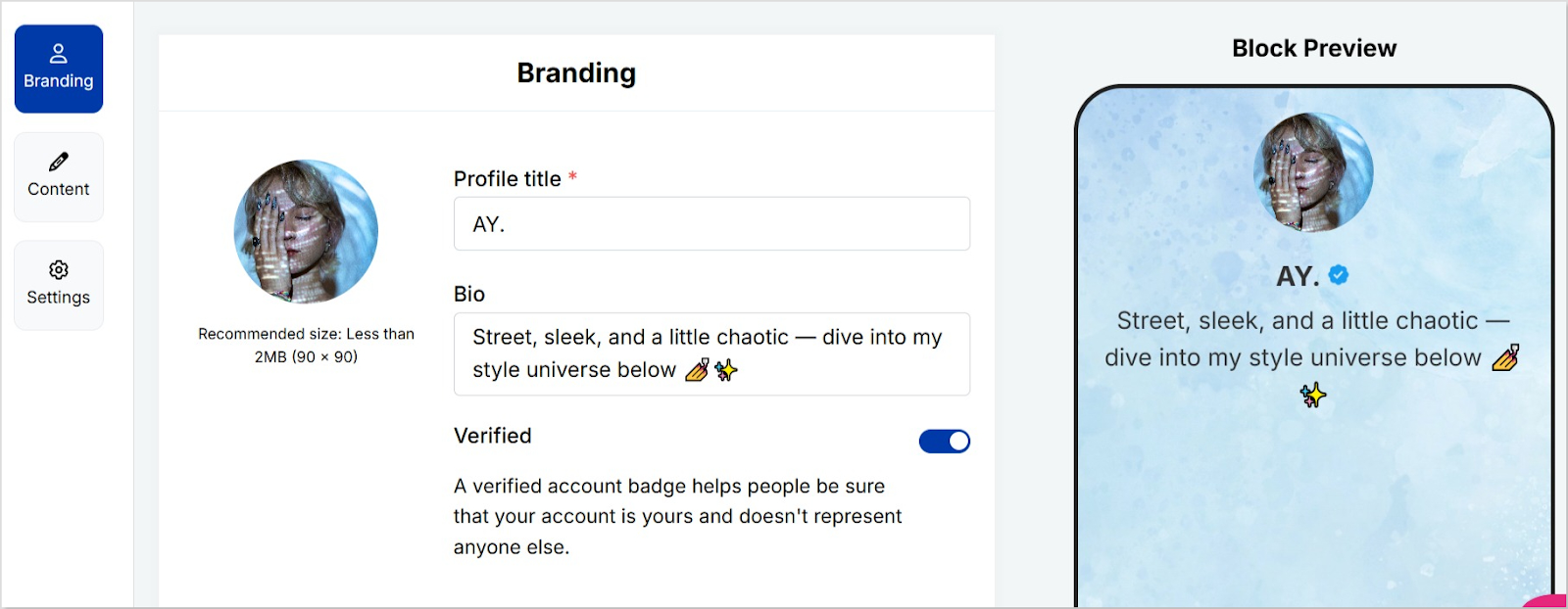 Brand your bio link