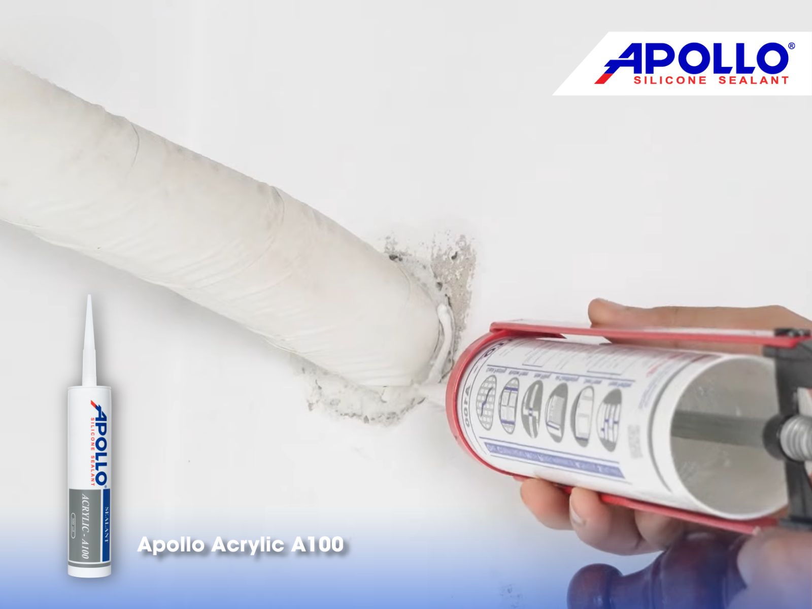 Keo trám tường Apollo A100 giải quyết nhanh gọn những vết nứt, khe hở tường