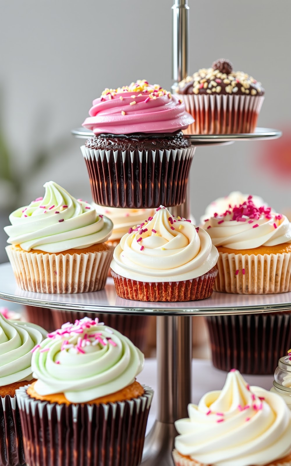 Decorated Cupcakes Display