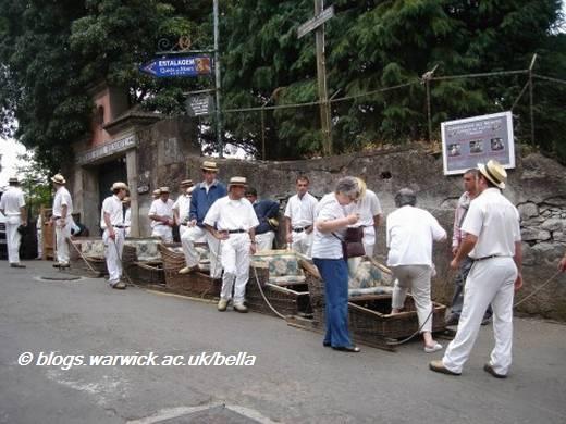 Toboggan men in white