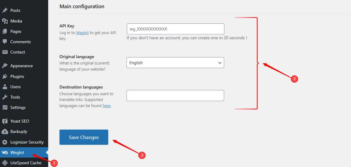 configure weglot