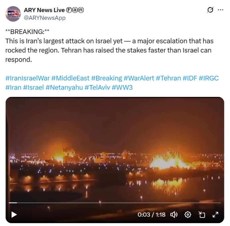 Video shows Iran's attack on Tel Aviv.