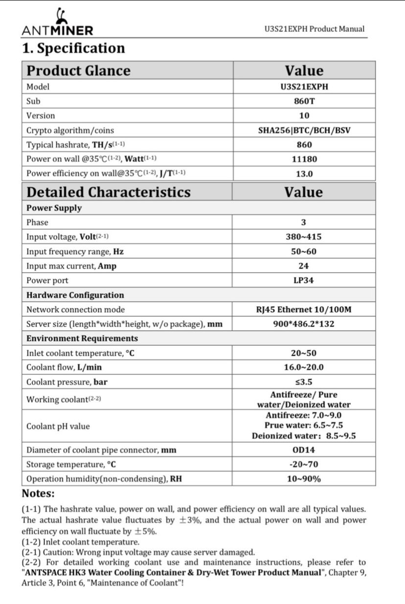 Antminer U3S21EXPH hashrate