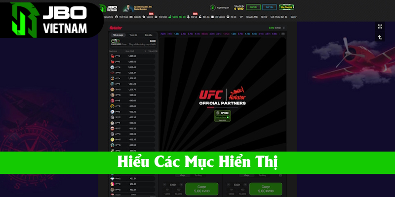 Khách hàng nên hiểu rõ các mục xuất hiện của game aviator