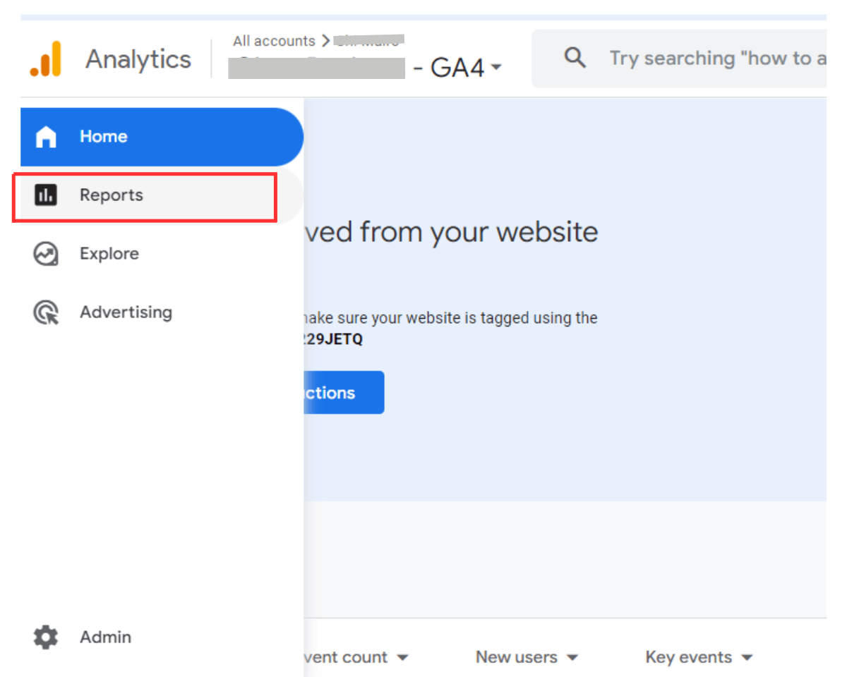 How to view file downloads: In your GA4 property dashboard, click Reports