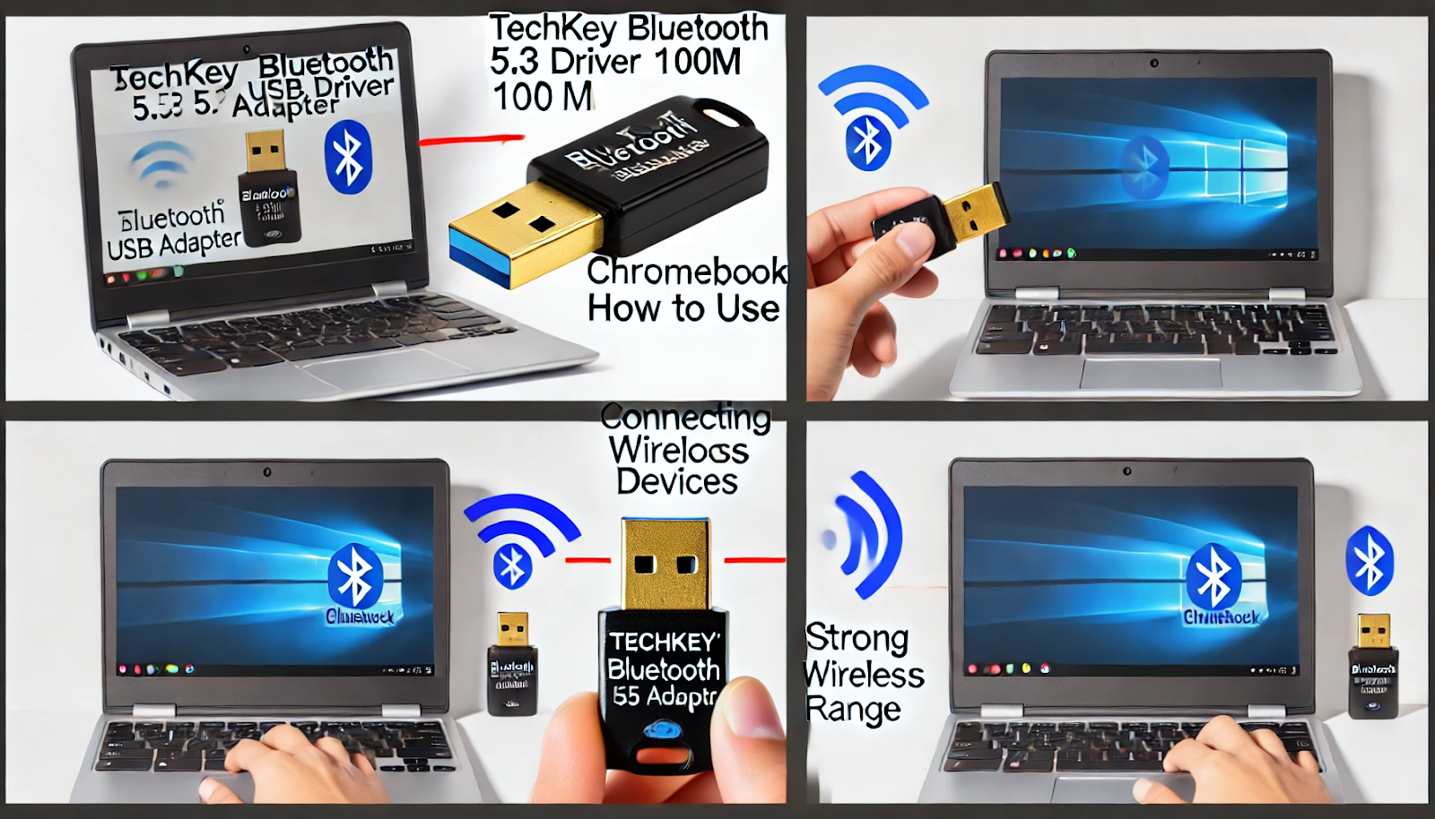 techkey bluetooth 5.3 driver 100m chromebook how to use​