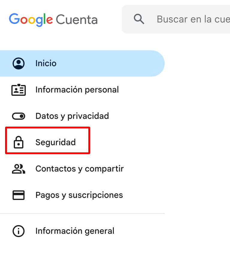 imagen Google Cuenta, seguridad, para SMTP