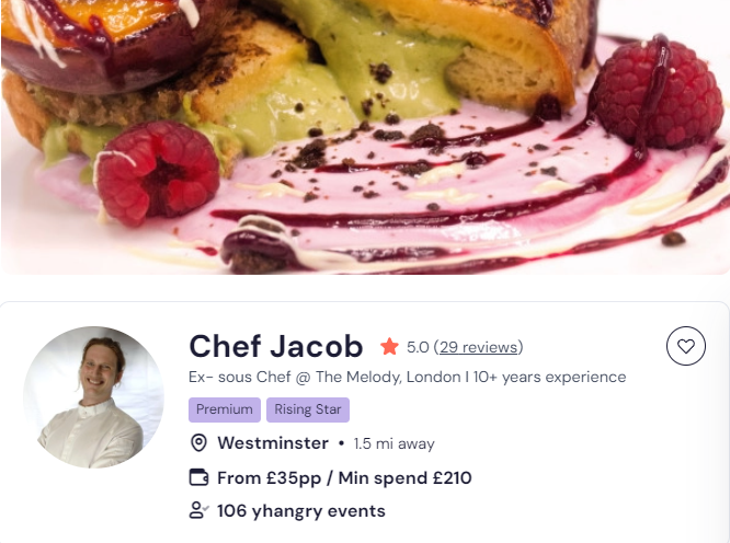 Chef Jacob as one of the top 20 chefs in UK