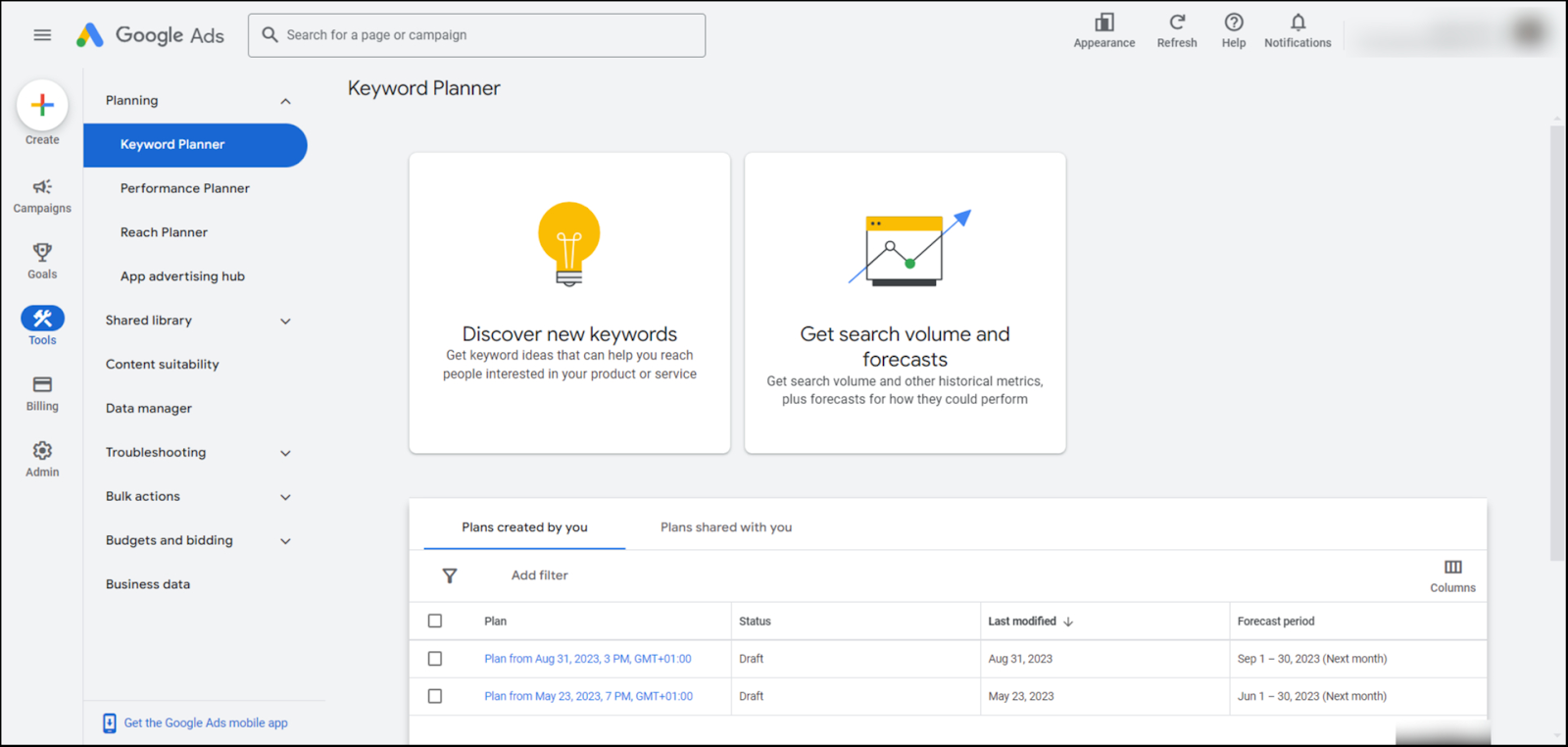 Google Keyword Planner