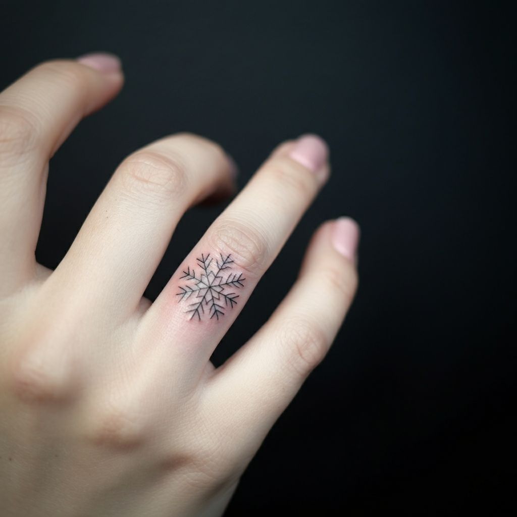 Snowflake Tattoo on finger