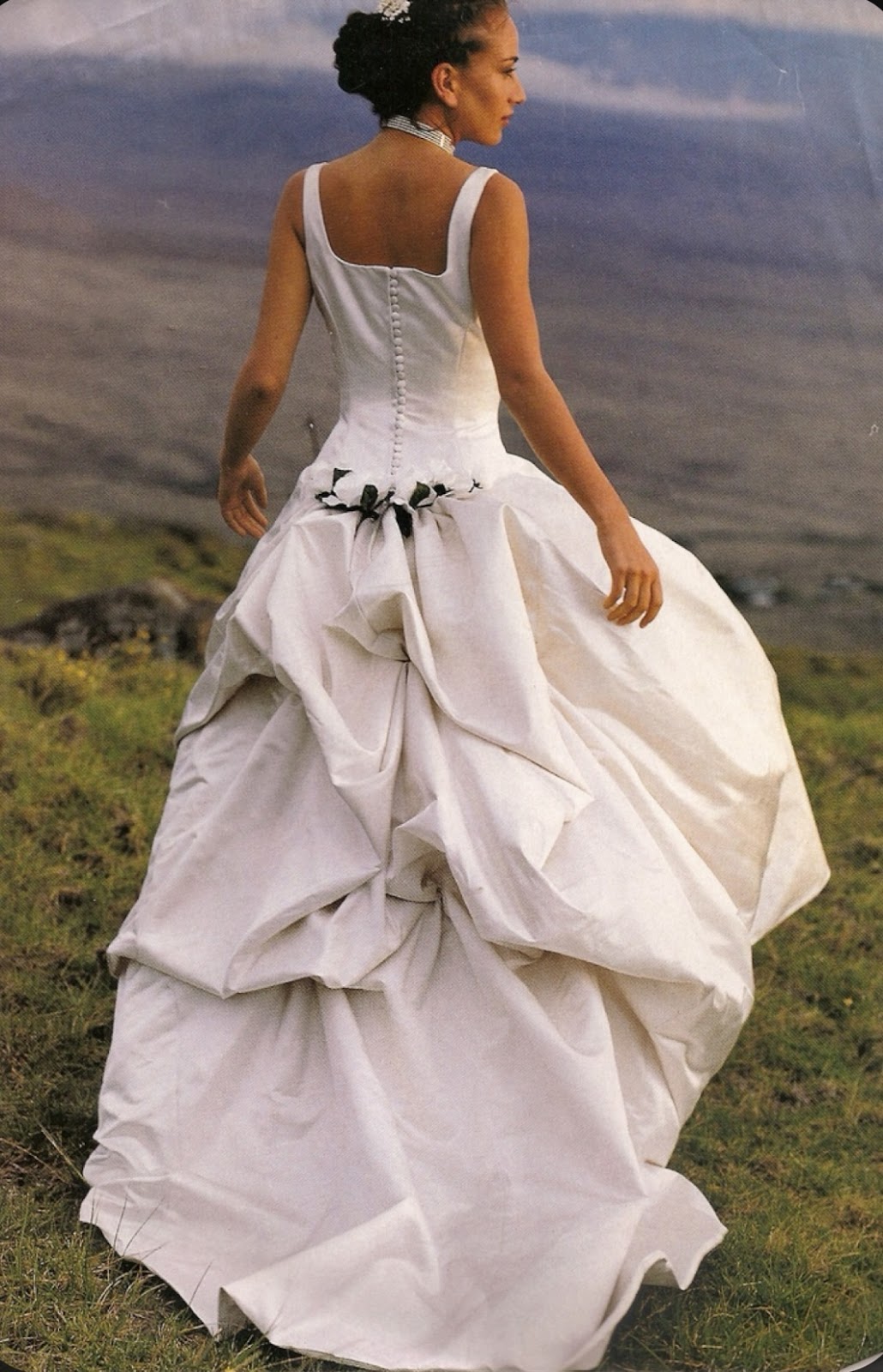 back of gown with intricate bustle