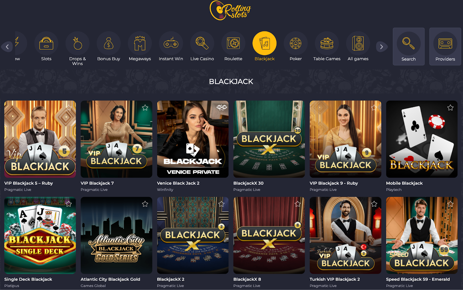 Rolling Slots Casino Blackjack Games