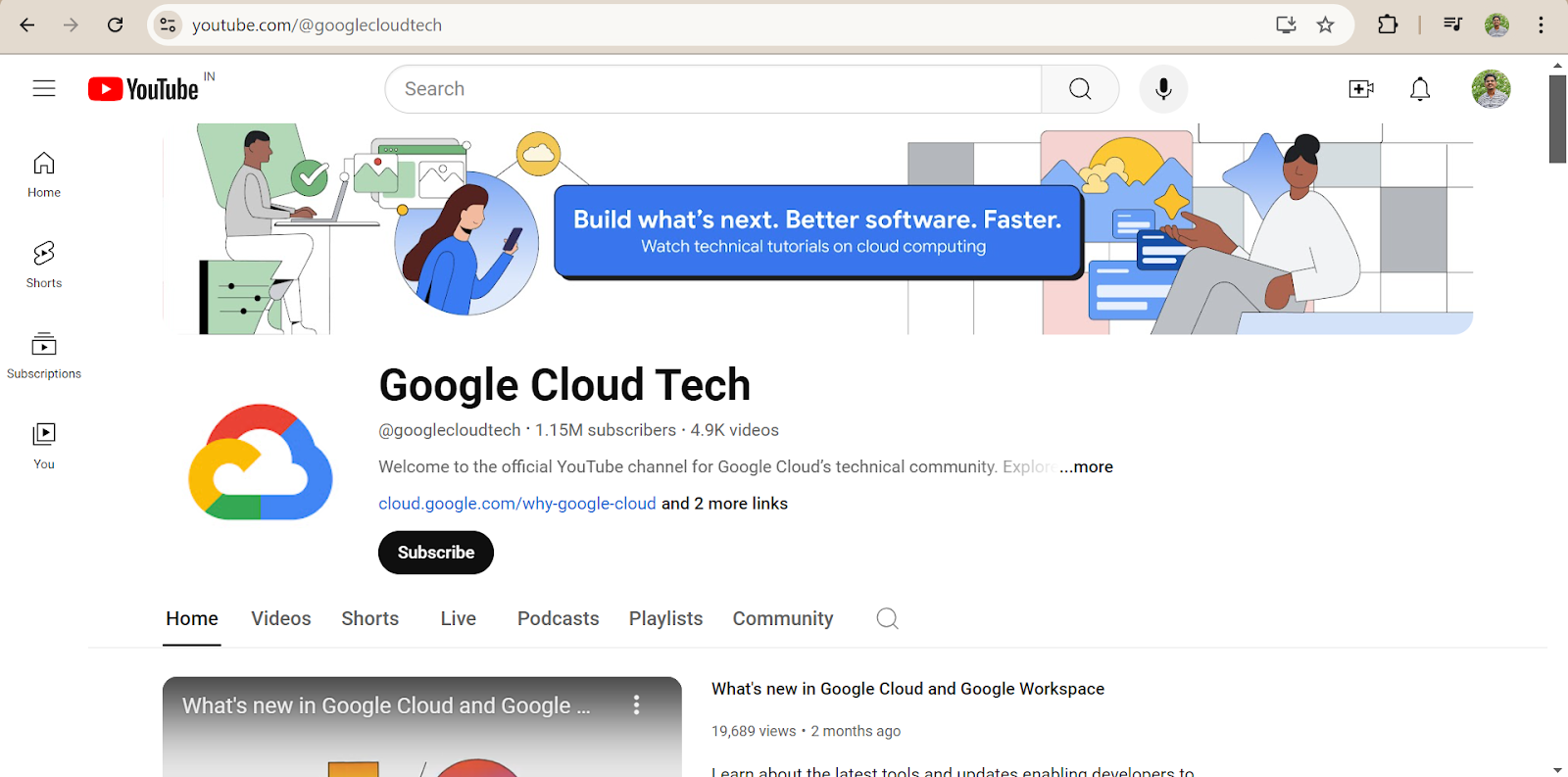 Google Cloud Tech YouTube channel