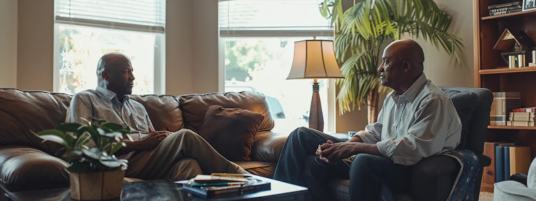 a homeowner meeting with insurance agent to discuss flood insurance options in georgia.