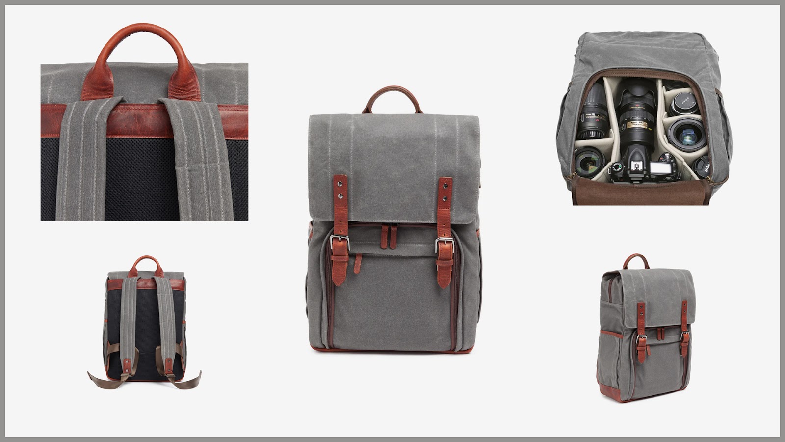 camera leather backpack images 5