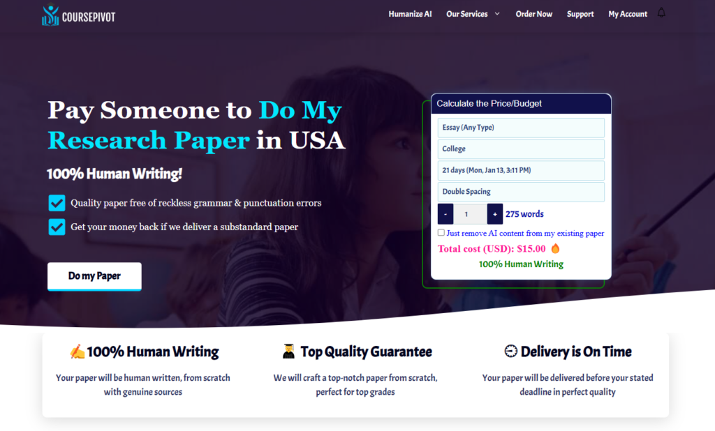 Coursepivot.com as best essay writing services in 2025 for US and Canada students