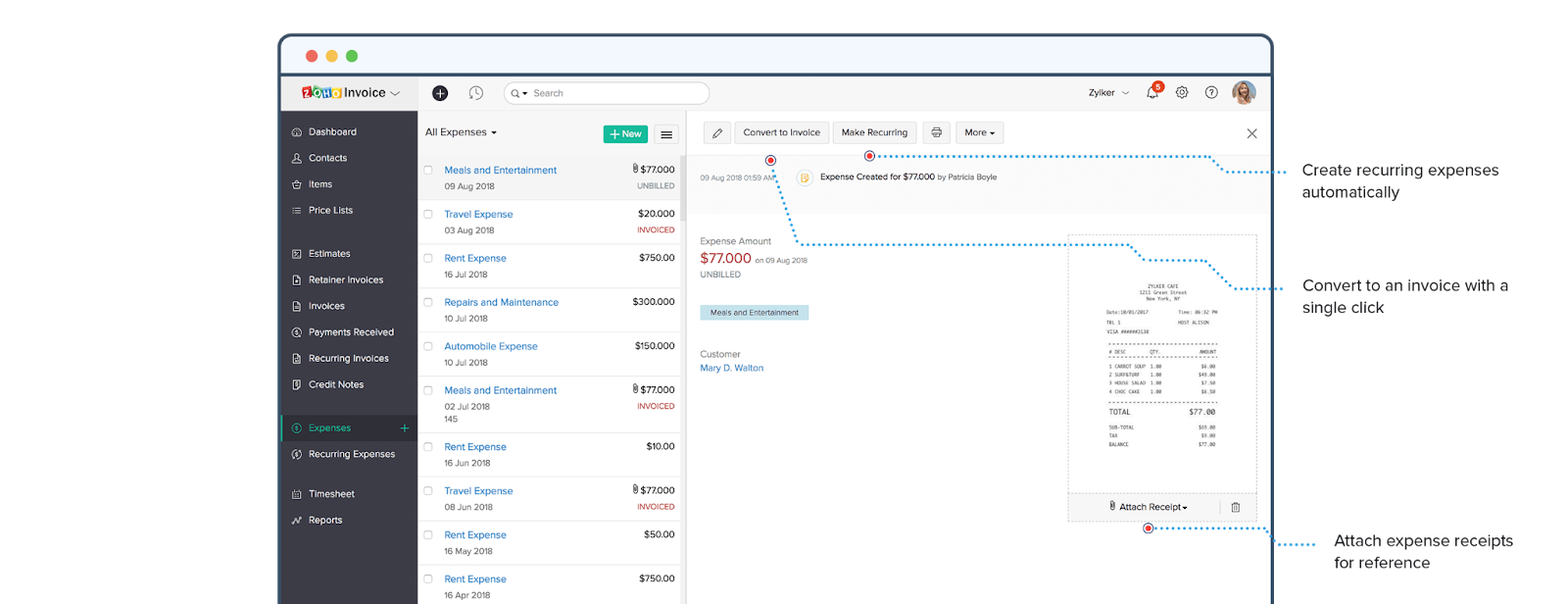 Zoho Invoice Financial Reporting