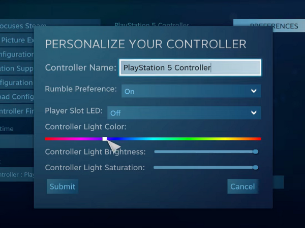 Color selector in Steam