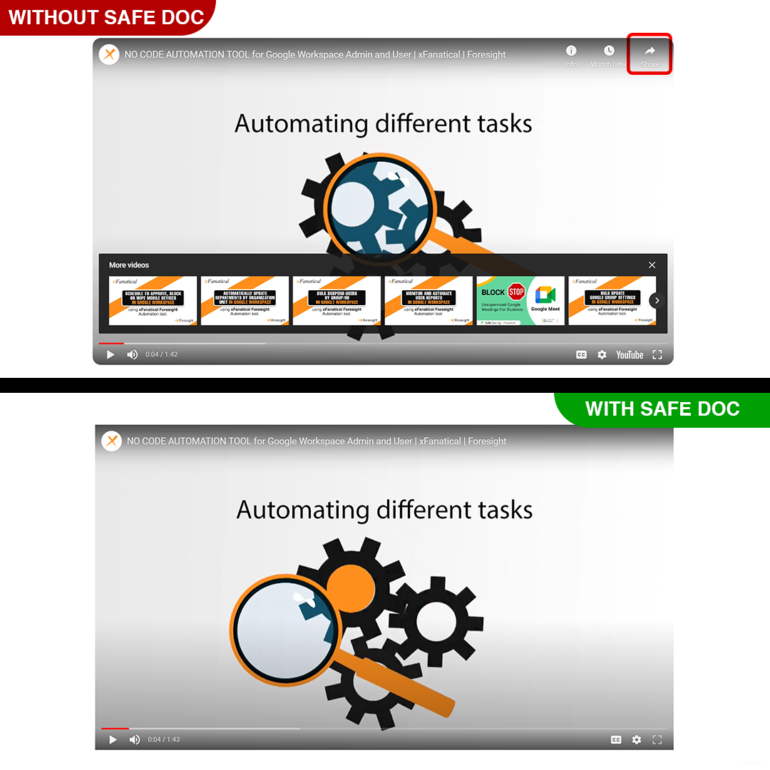 xFanatical Safe doc removes YouTube Share button