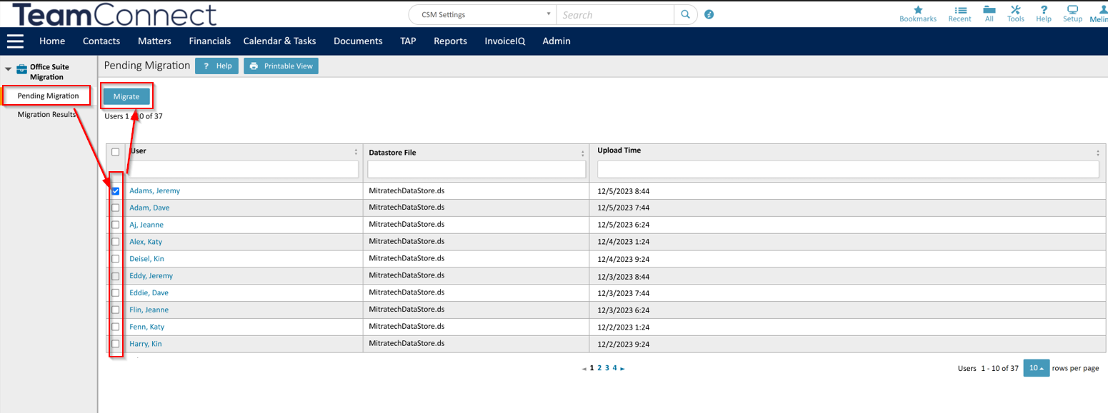 Pending Migration Select