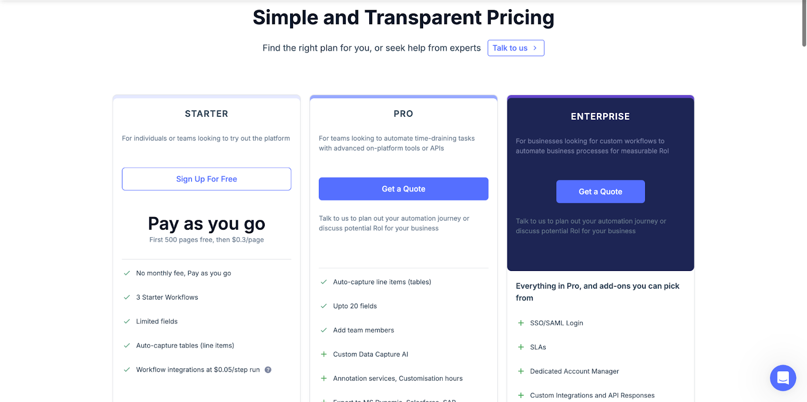 Nanonets pricings plans