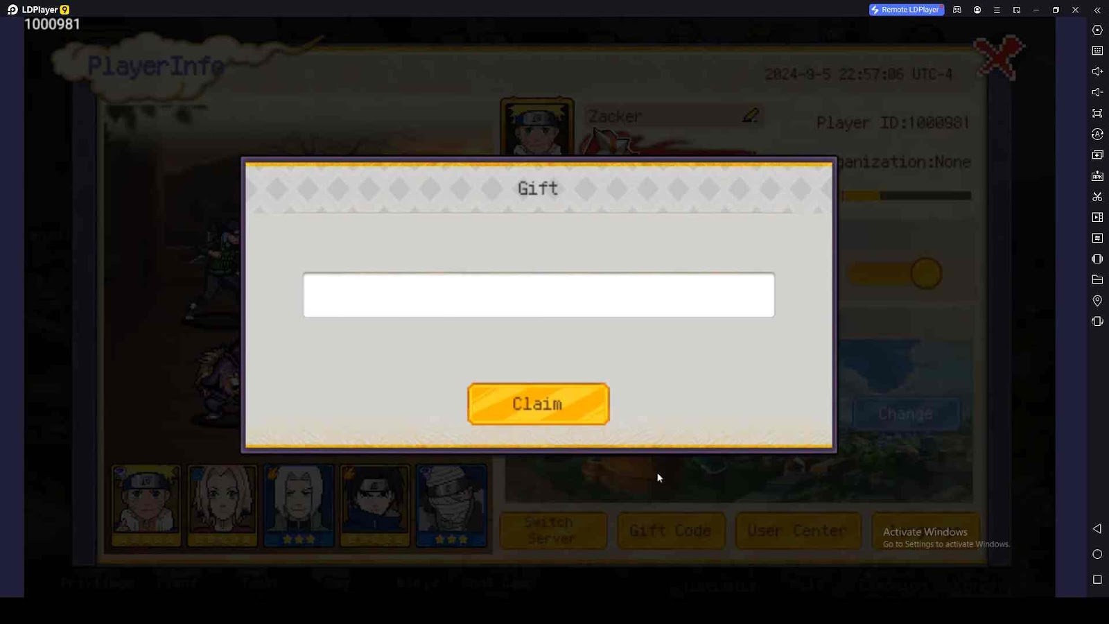 Redeeming Process for the Codes in Pixel Naruto