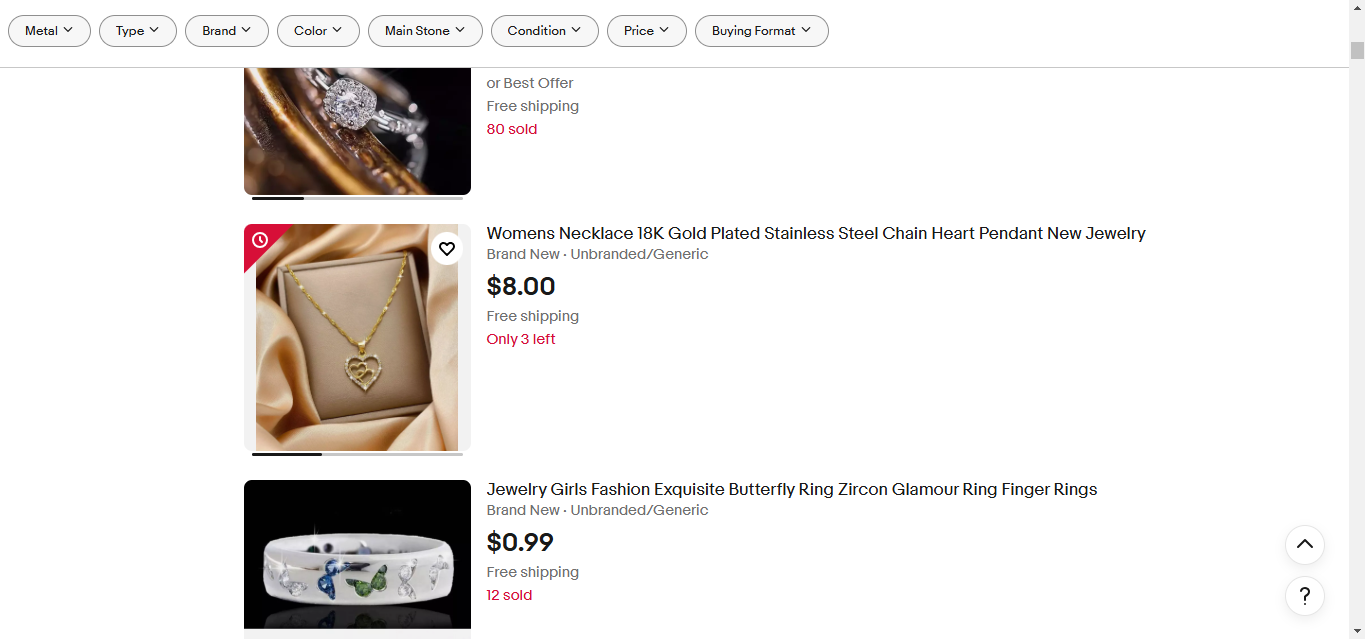 a screenshot of ebay one of the best Places to Sell Fashion Jewelry Online