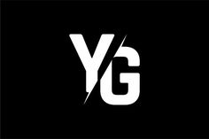 This contains an image of the letter YG is made up of white and black letters on a black background