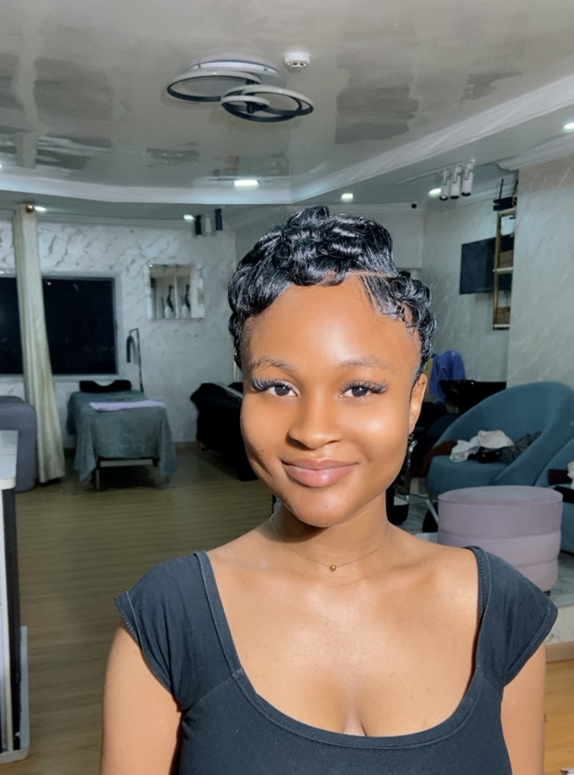 Alt: Oshorena,  the fashion and beauty writer  after her pixie cute via Marieclaire.ng