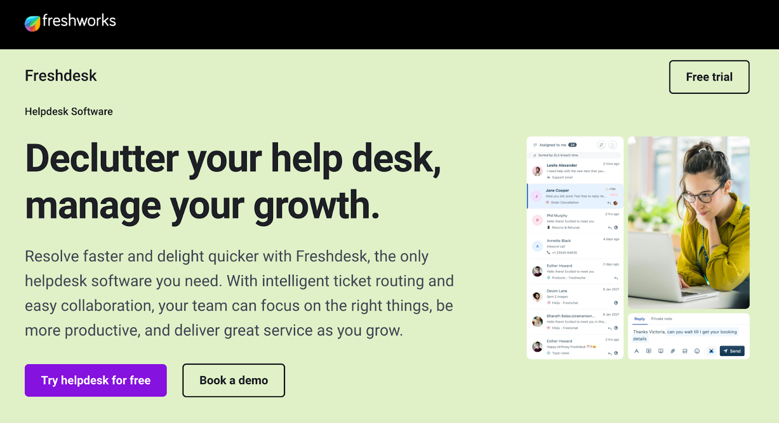 Freshdesk landing page