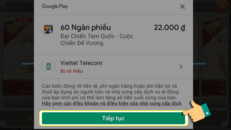 Tiếp tục chọn phương thức thanh toán