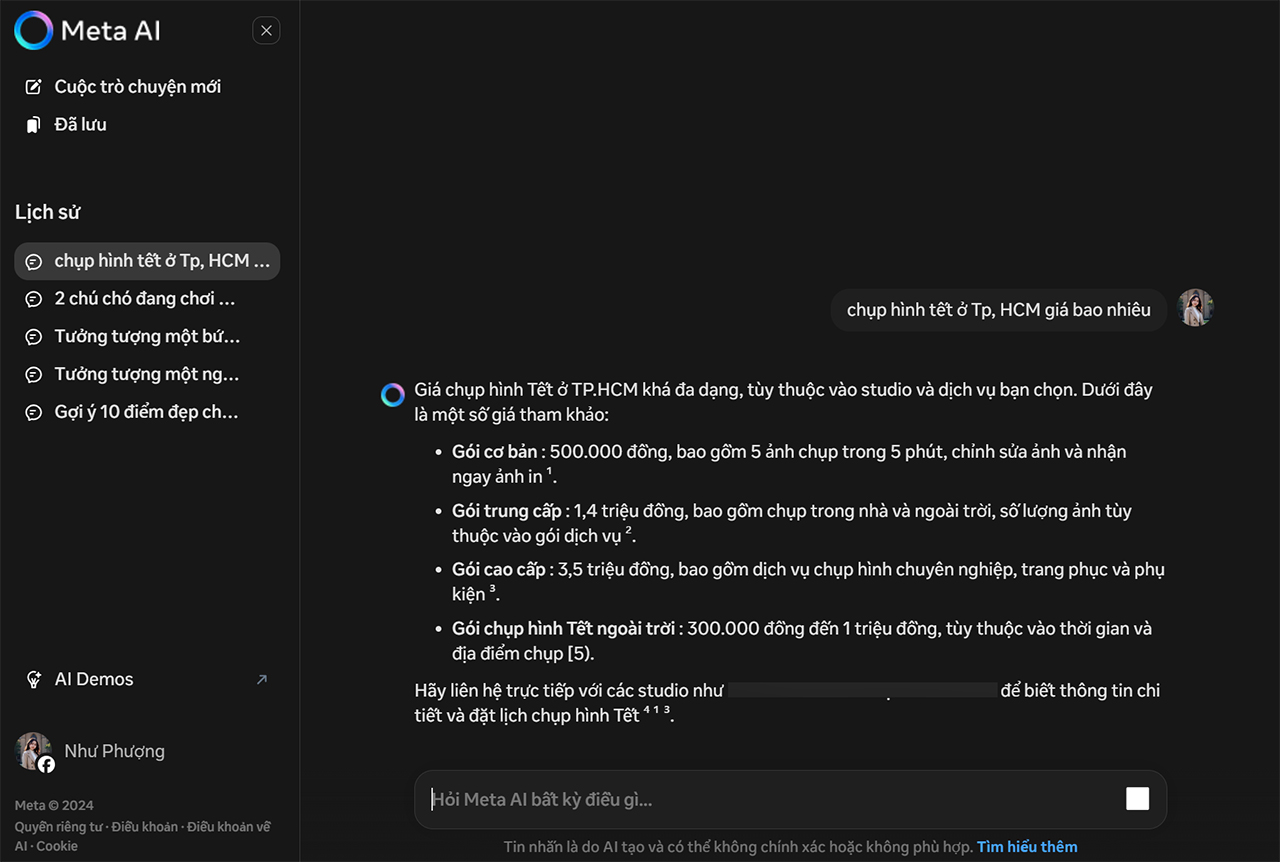 Bạn có thể thoải mái trò chuyện và đặt câu hỏi với Meta AI
