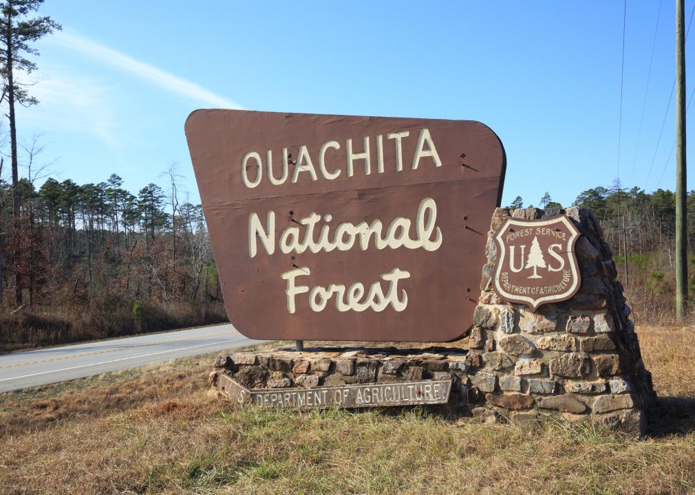 National Forest sign in Arkansas.