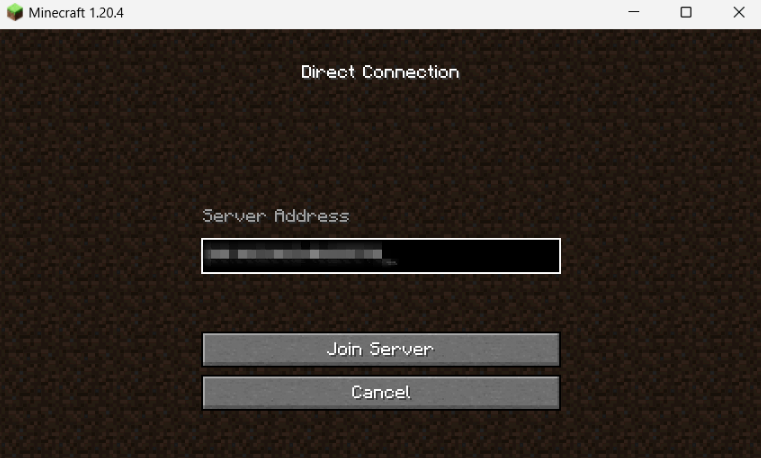 Joining server in Minecraft