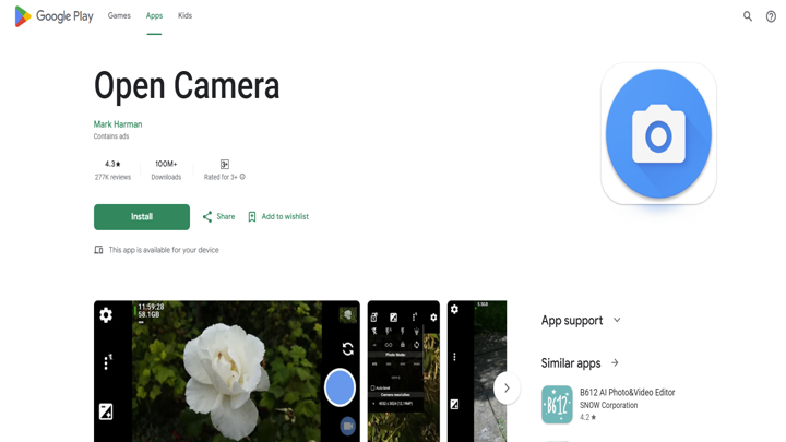 Install Open Camera through the Google Play Store