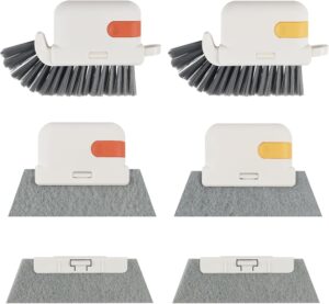 4 Pcs Window Track Cleaning Tools, Multifunctional Window Sill Cleaner Tool Set, Blind Cleaner Tool Groove Cleaning Brush with 2 Pcs Replacement Cloth