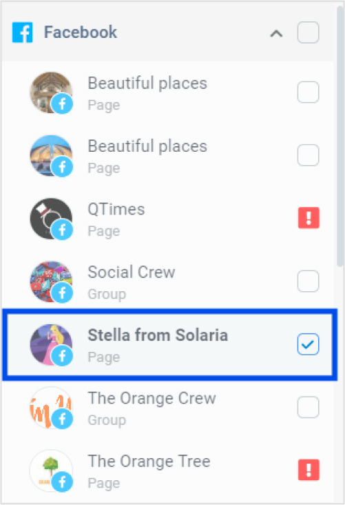 Select 'Facebook' as the platform