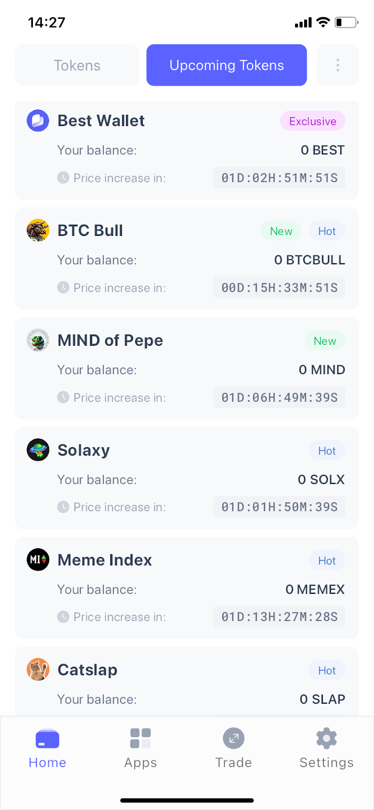 Best Wallet nieuwe tokens