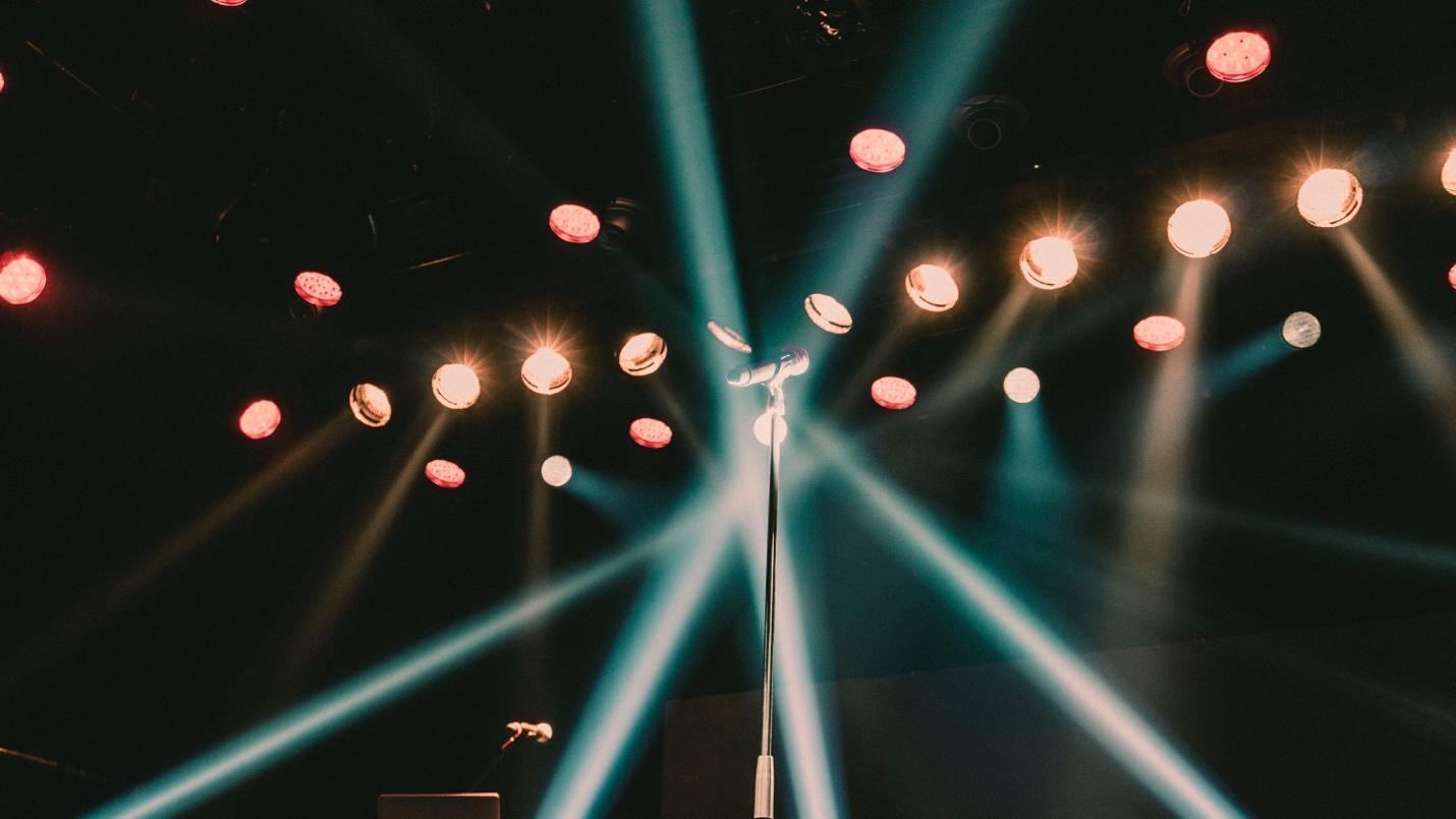 Center stage spotlights on microphone stand