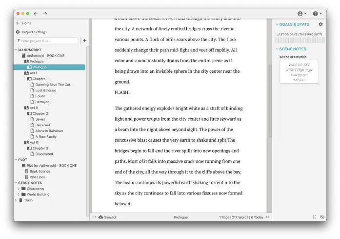 Dabble: Best for cloud-based novel writing with integrated plotting tools