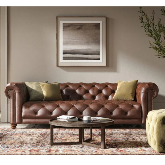 Chesterfield Midi Brown Leather Sofa
