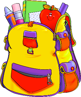 A yellow backpack with school supplies

Description automatically generated