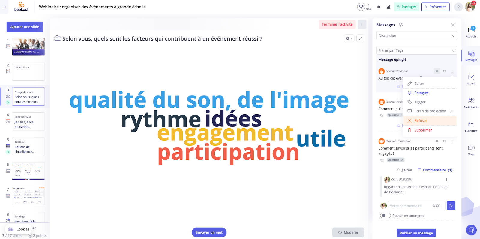 fonctionnalité de modération de Beekast