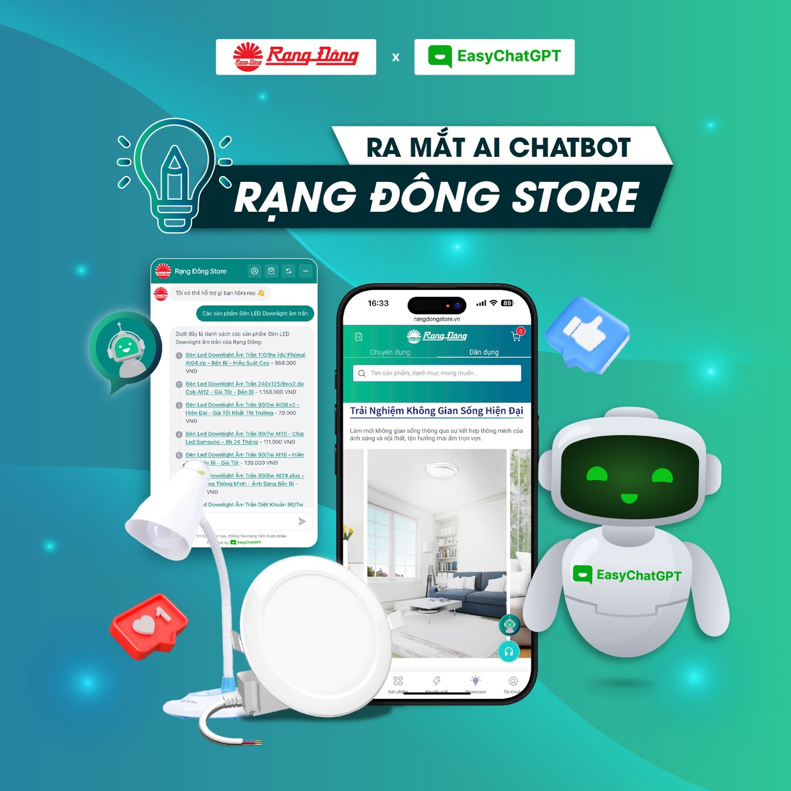 Rạng Đông Store ứng dụng AI chatbot vào website thương mại điện tử