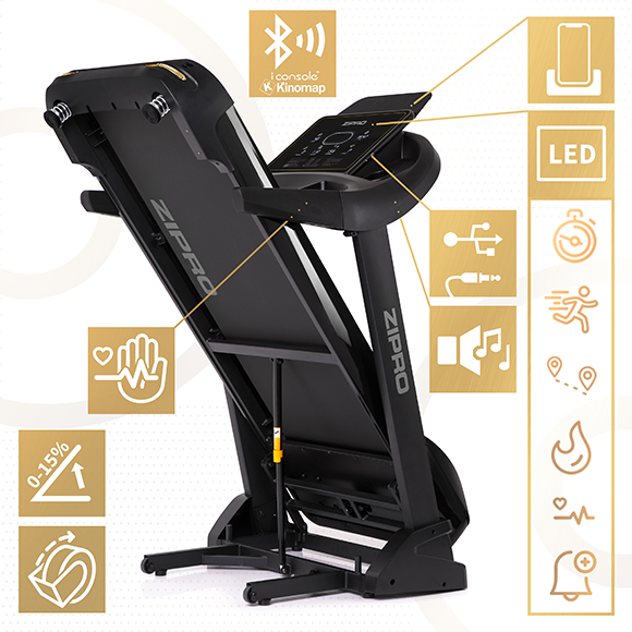 Bieżnia multimedialna Pacemaker black-gold Zipro